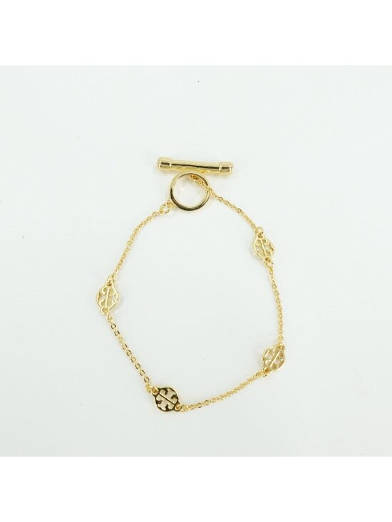 Tory Burch Jewelry - Tory Burch Gold Toggle Logo Disc Chain Bracelet Gold OS